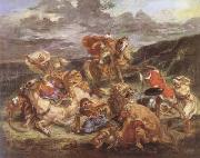 Eugene Delacroix The Lion Hunt (mk09) Norge oil painting reproduction